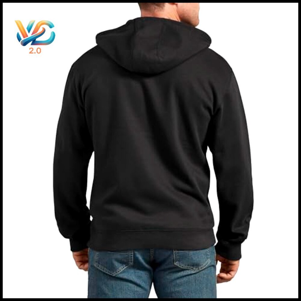 Big Tall Full Zip Fleece Hoodie with Hidden Pocket - Picture 2 of 5